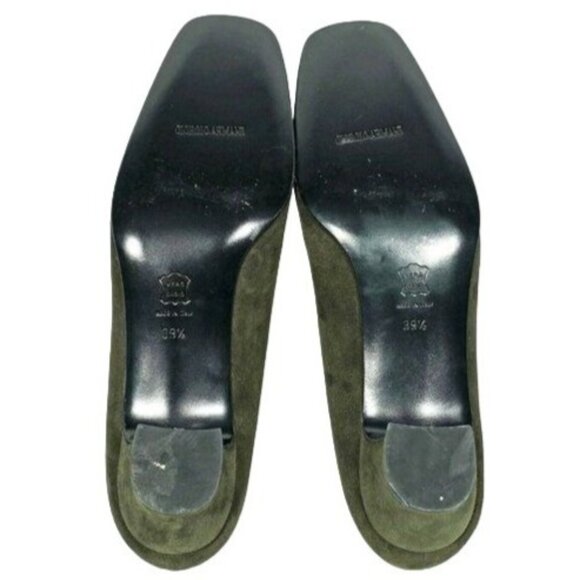 NEW Giorgio Armani Womens 9M Italian Dark Green Suede Leather Dress Shoe Heel - Picture 2 of 11